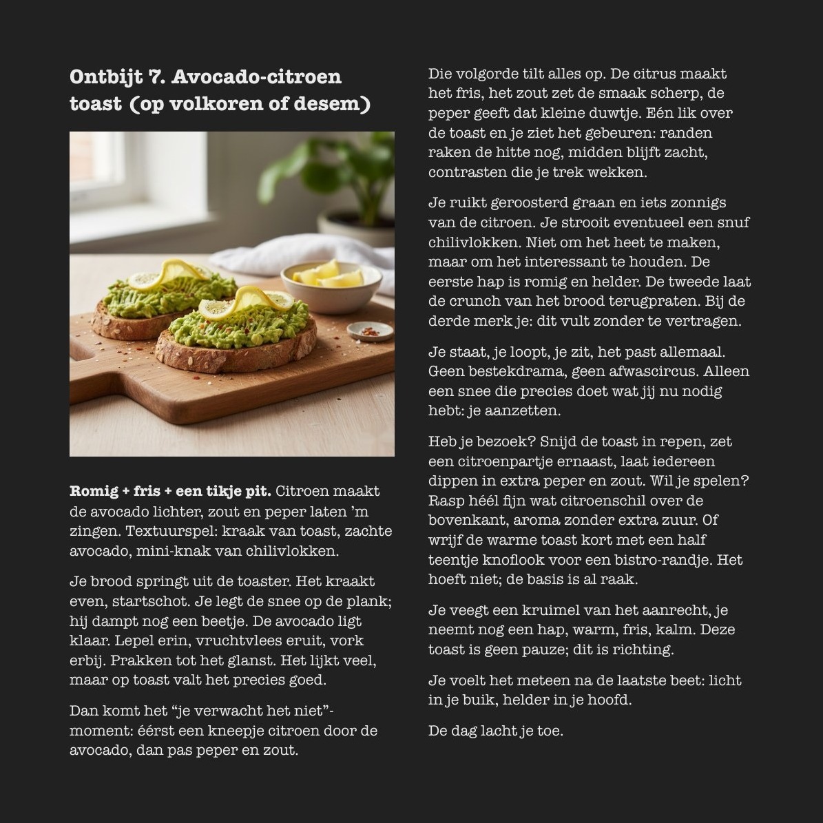 Avocado-citroen toast